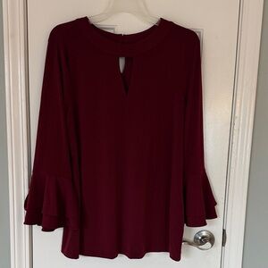 Charter Club Burgundy Blouse with Flared Sleeves